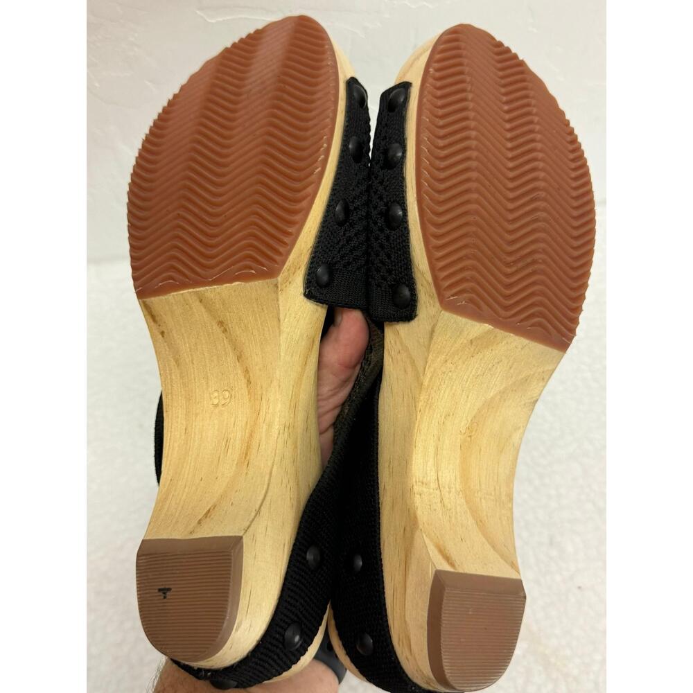 Jaxy Bird Black Wooden Sole Open Toe Wedge Sandals‎ Womens Size EU 39 - Picture 6 of 7